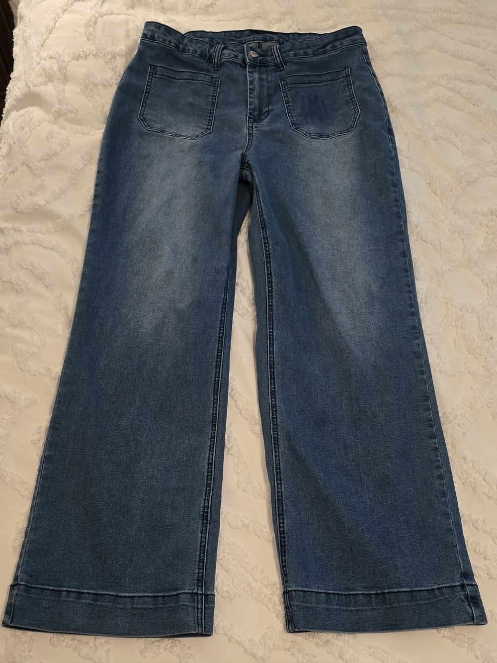 Women's High Rise Wide Leg Jeans, 4 Pocket, Size 14 (310)